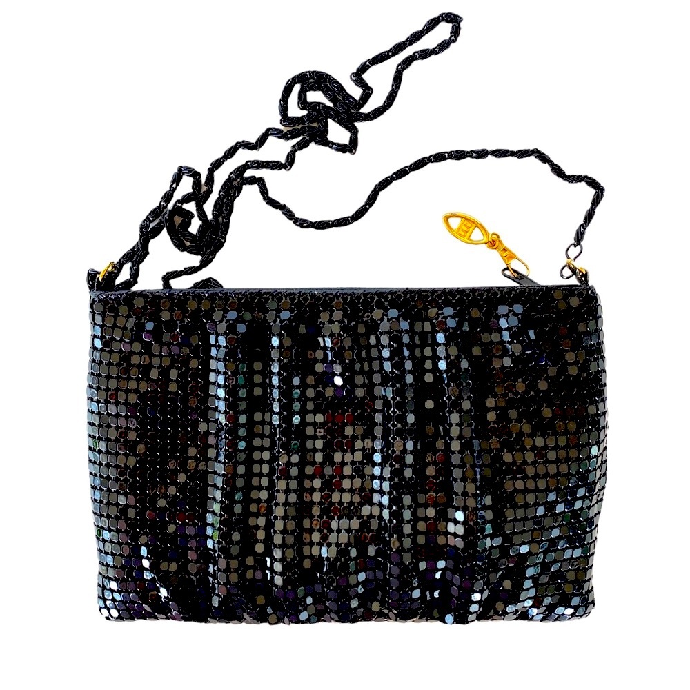 Y & S Original Black Mesh Evening Bag Shoulder or Crossbody